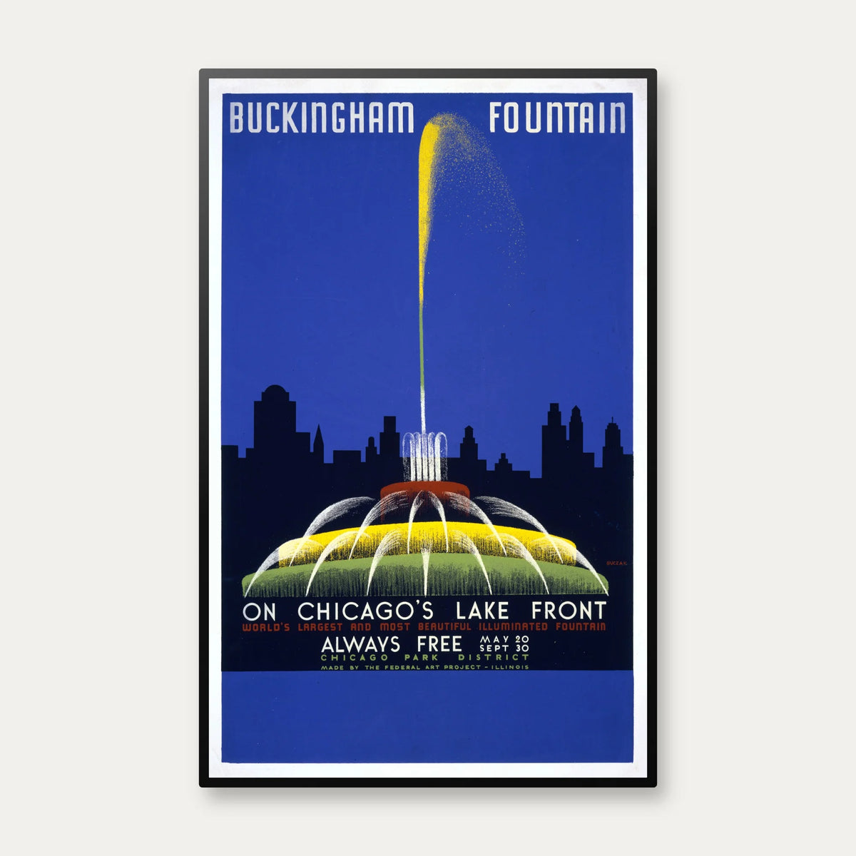 Buckingham Fountain 1939 - WPA-plakat - 50×78 cm – billede 1