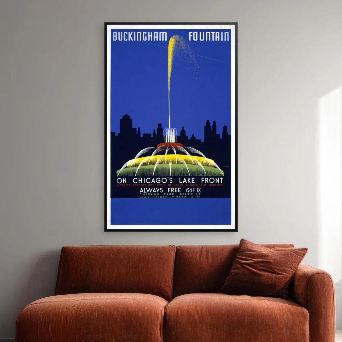 Buckingham Fountain 1939 - WPA-plakat - 50×78 cm – billede 2