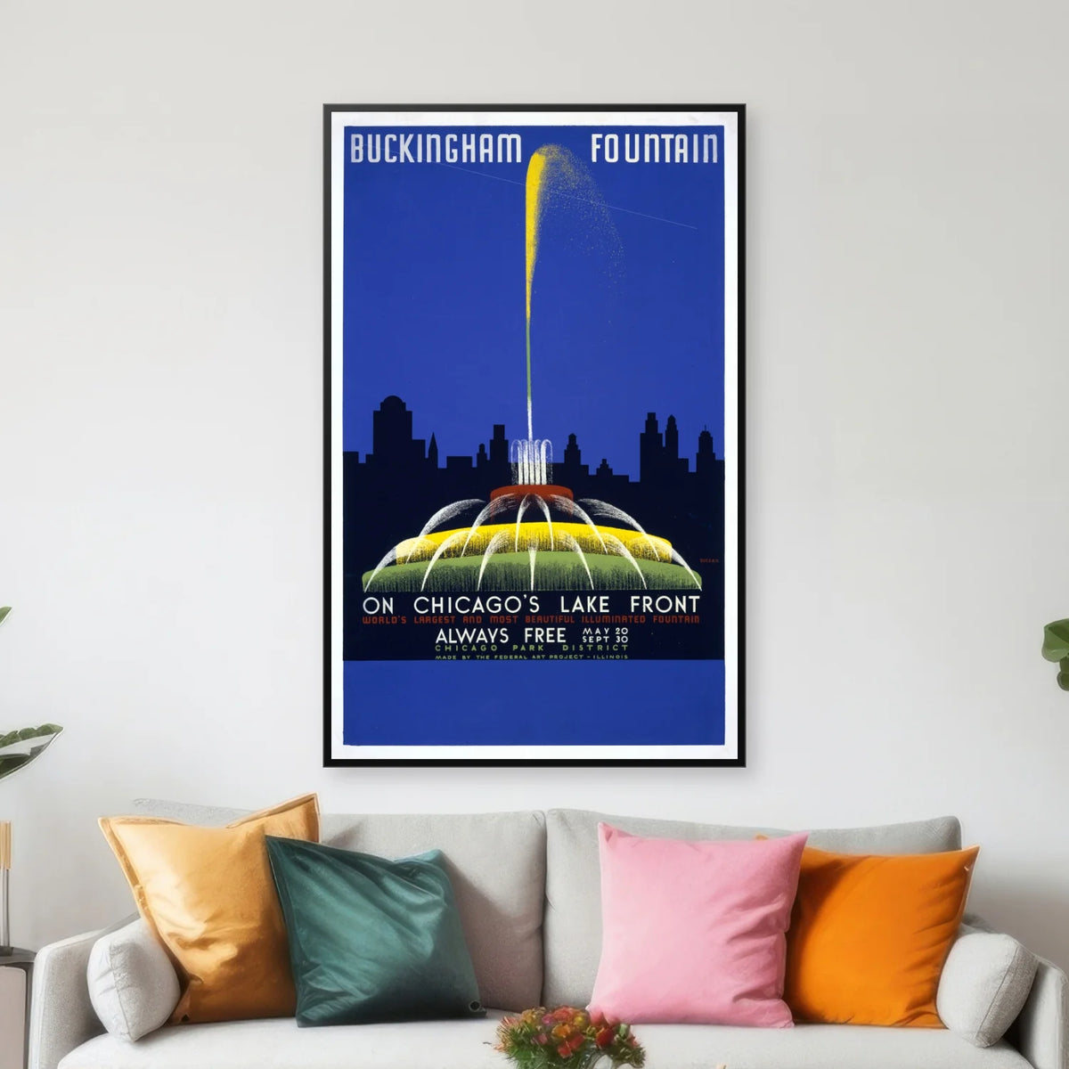 Buckingham Fountain 1939 - WPA-plakat - 50×78 cm – billede 3
