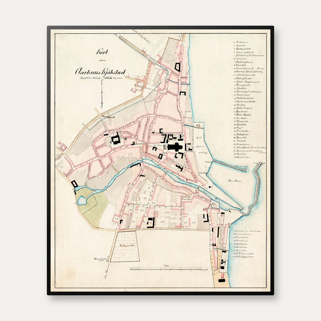 Aarhus Bygrunde 1870 - Historisk kort - 59×70 cm – billede 1