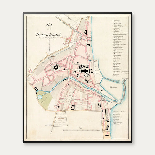 Aarhus Bygrunde 1870 - Historisk kort - 59×70 cm – billede 1
