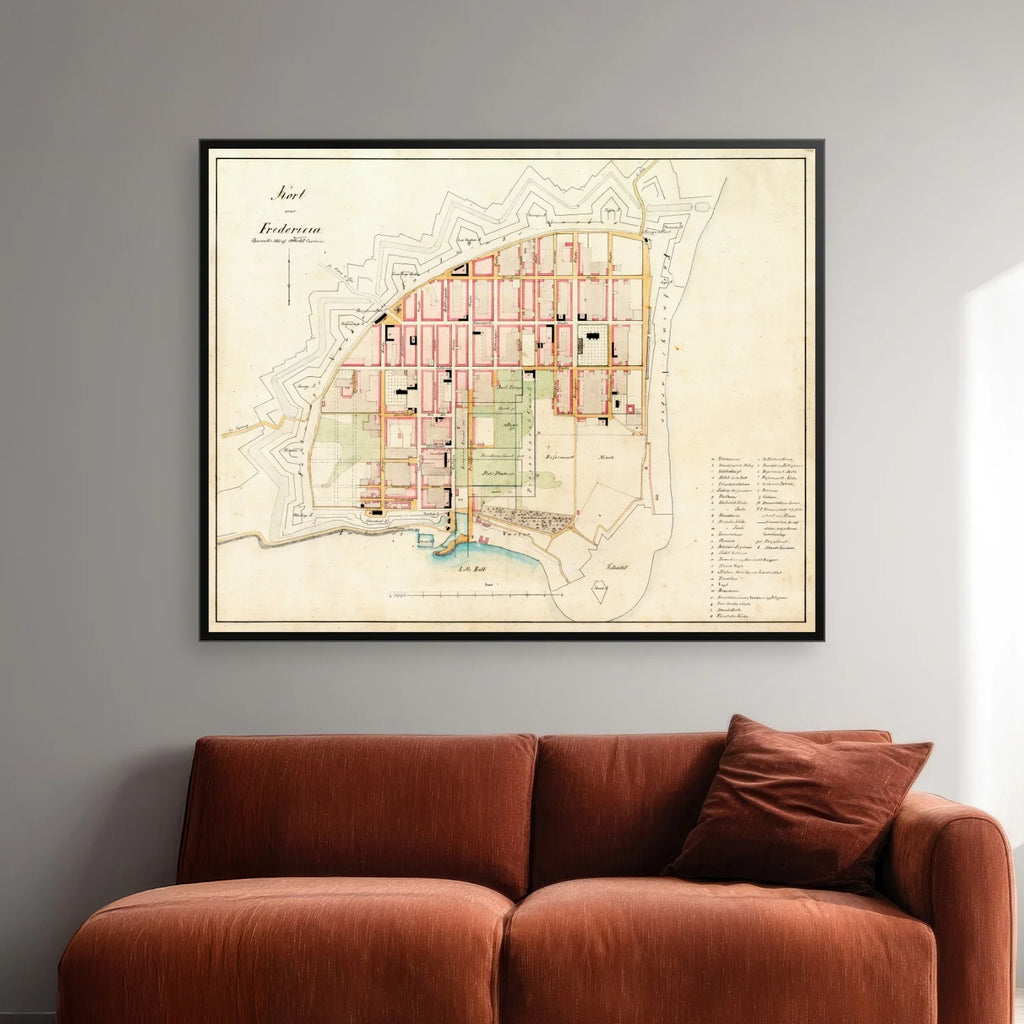 Fredericia Bygrunde 1870 - Historisk kort - 66×53 cm – billede 2