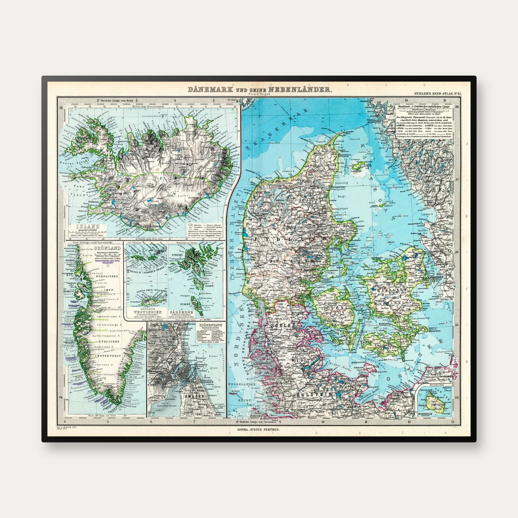 Danmark og Nabolande 1891 - Atlasblad - 83×70 cm – billede 1