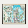 Danmark og Nabolande 1891 - Atlasblad - 83×70 cm – billede 1