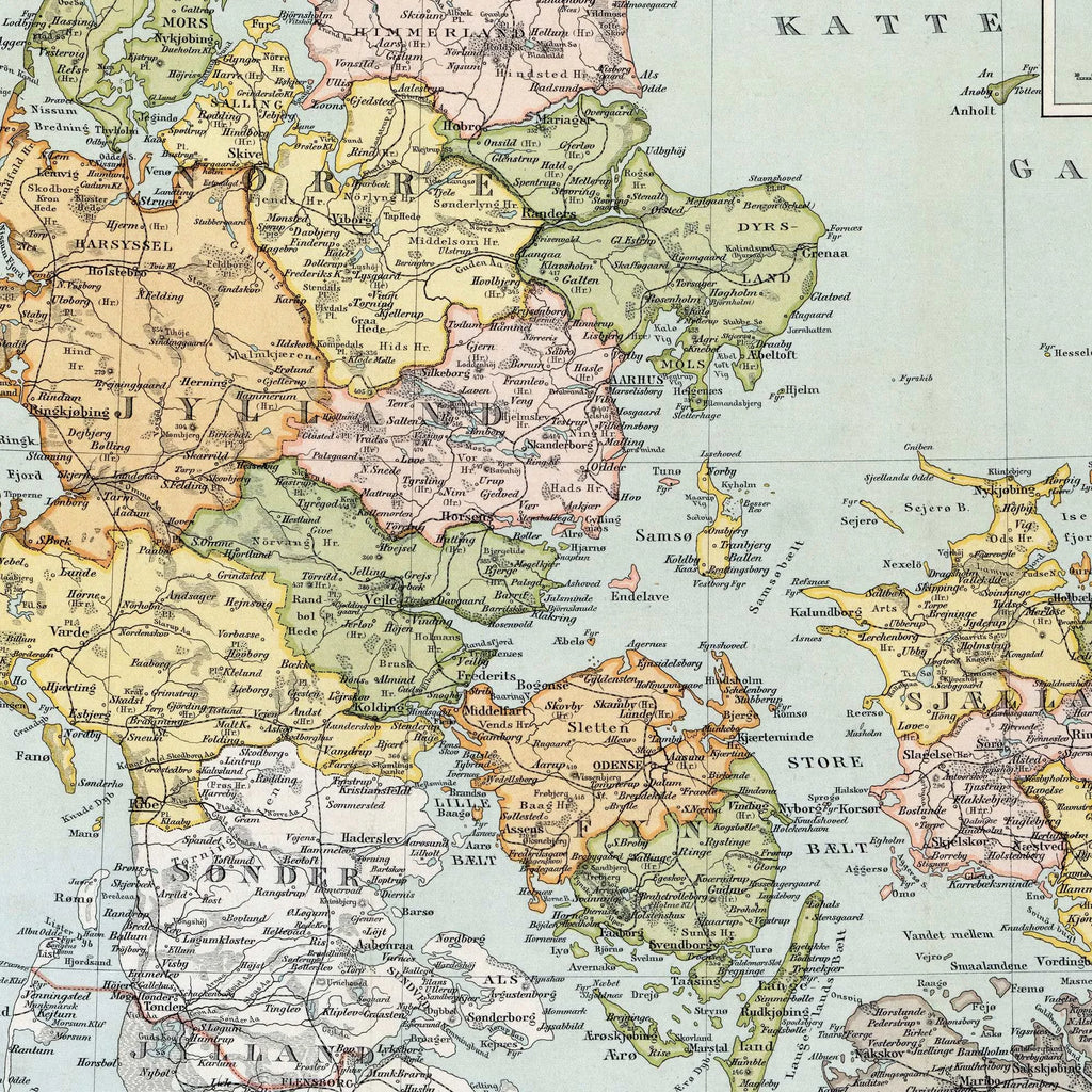 Danmark med Bilande 1894 - Historisk kort – billede 4