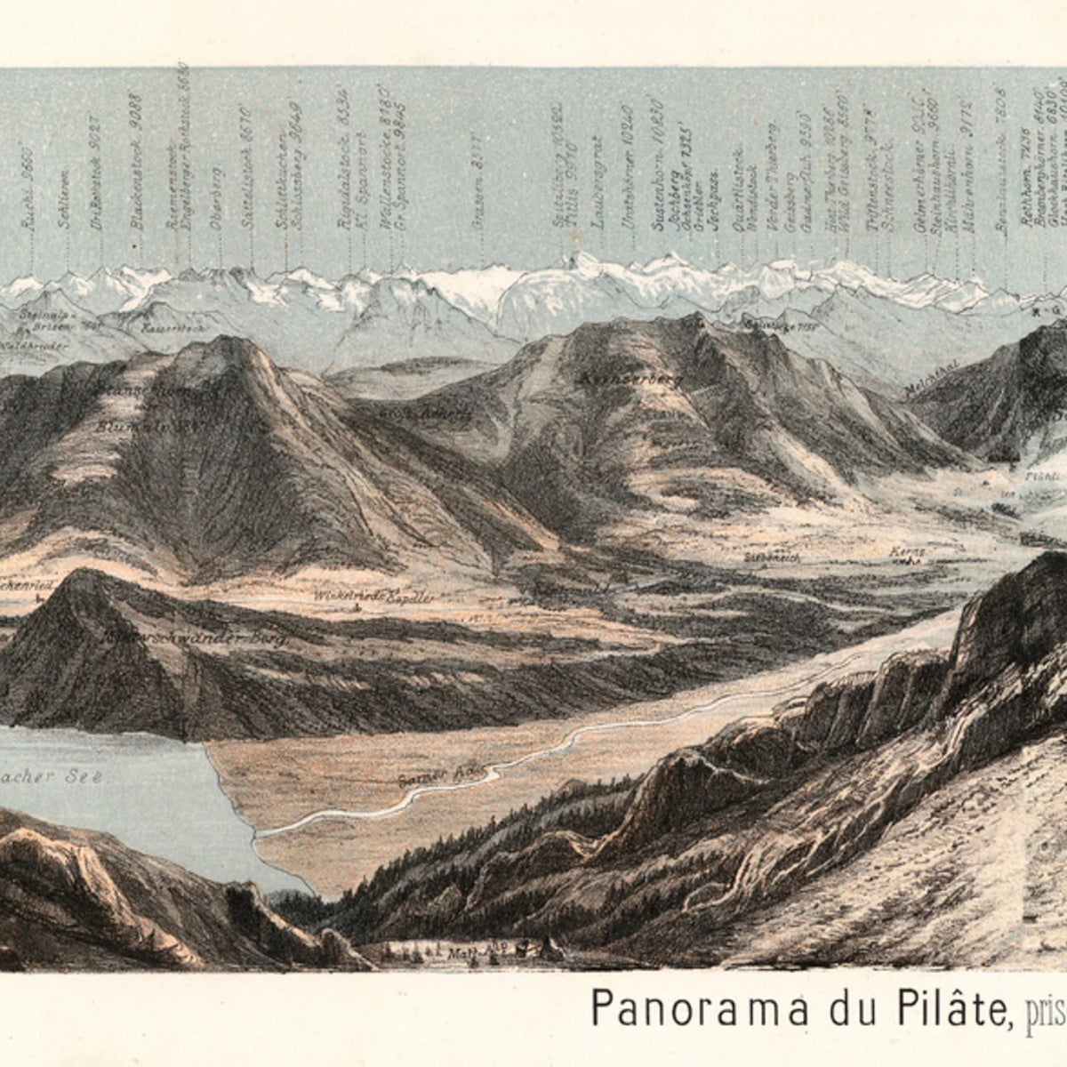 Panorama du Pilate 1867 - Alpepanorama - 150×22 cm – billede 4