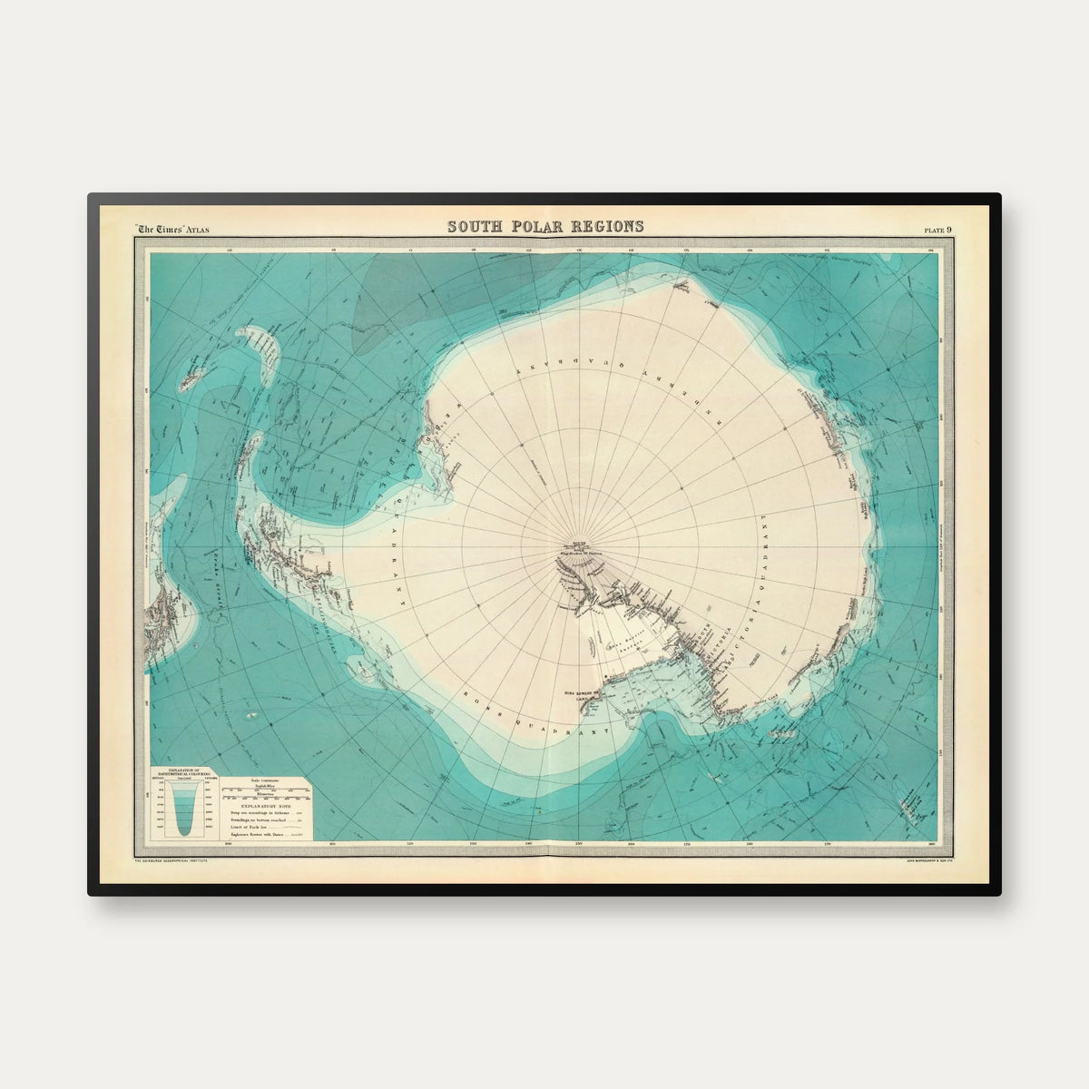 South Polar Regions 1922 - Polarkort - 90×70 cm – billede 1
