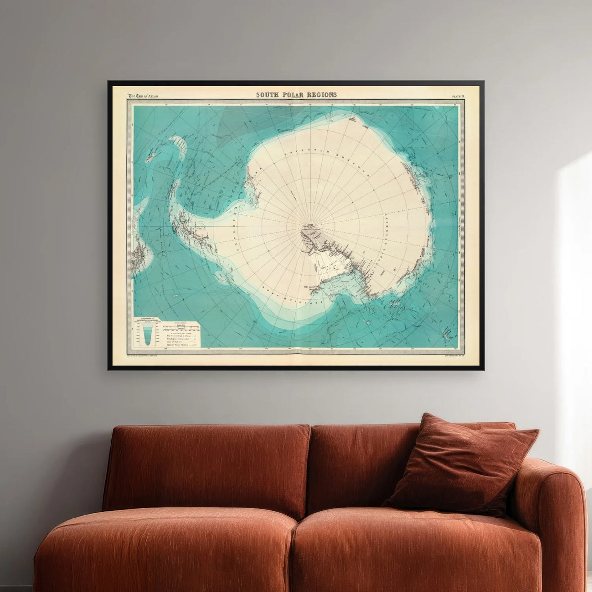 South Polar Regions 1922 - Polarkort - 90×70 cm – billede 2