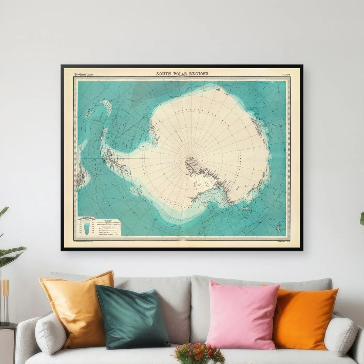 South Polar Regions 1922 - Polarkort - 90×70 cm – billede 3