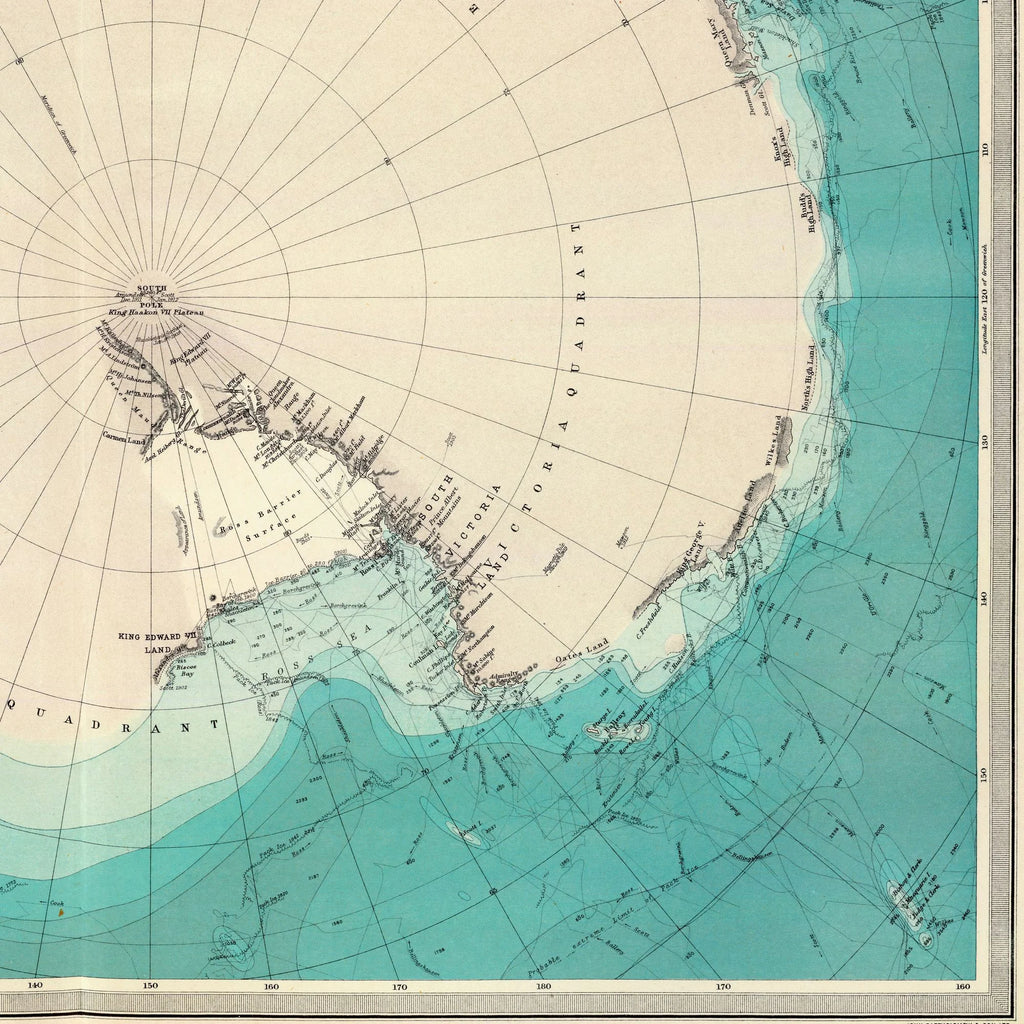 South Polar Regions 1922 - Polarkort - 90×70 cm – billede 4