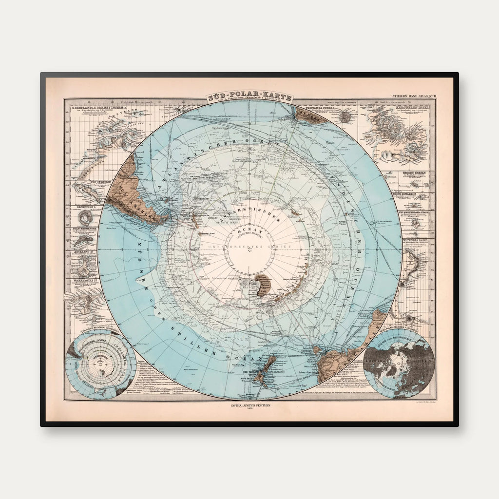 Sydpolar Kort 1881 - Atlasblad - 75×64 cm – billede 1