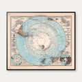 Sydpolar Kort 1881 - Atlasblad - 75×64 cm – billede 1