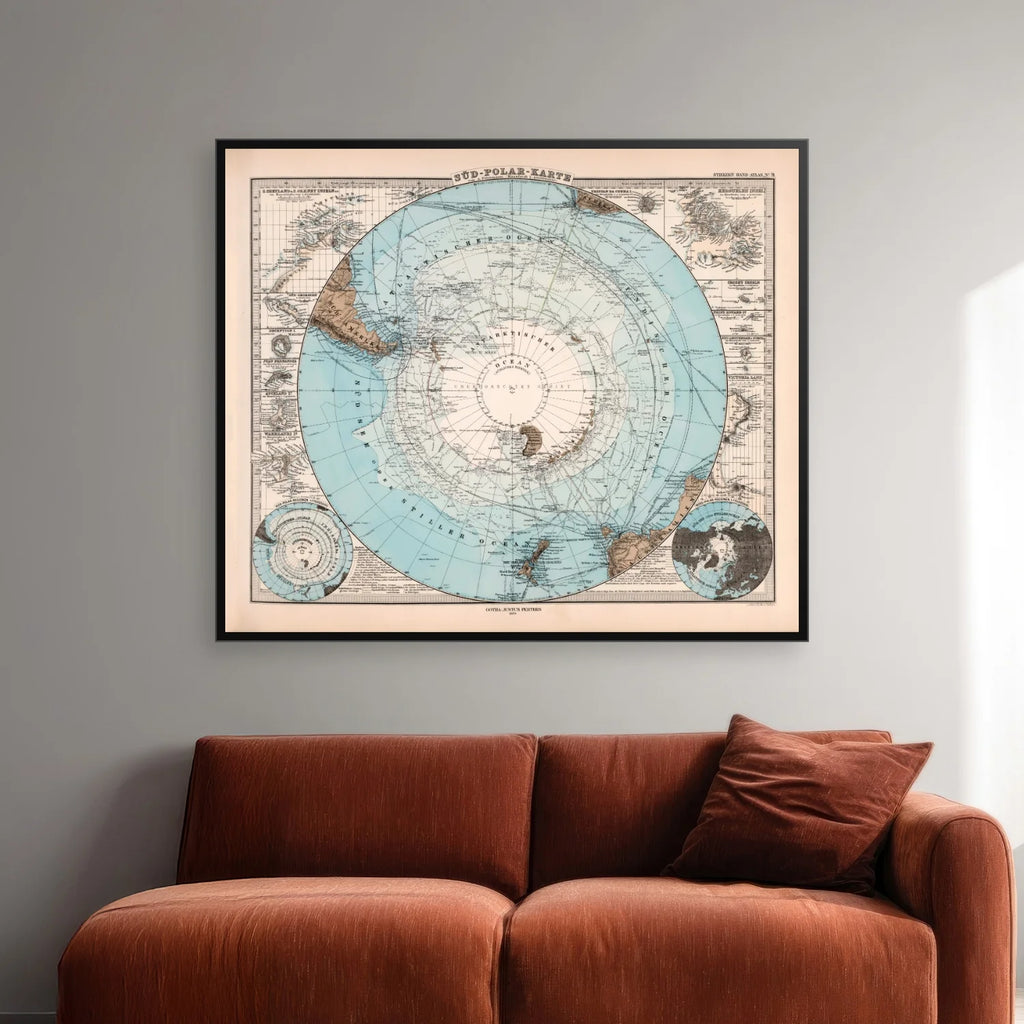 Sydpolar Kort 1881 - Atlasblad - 75×64 cm – billede 2