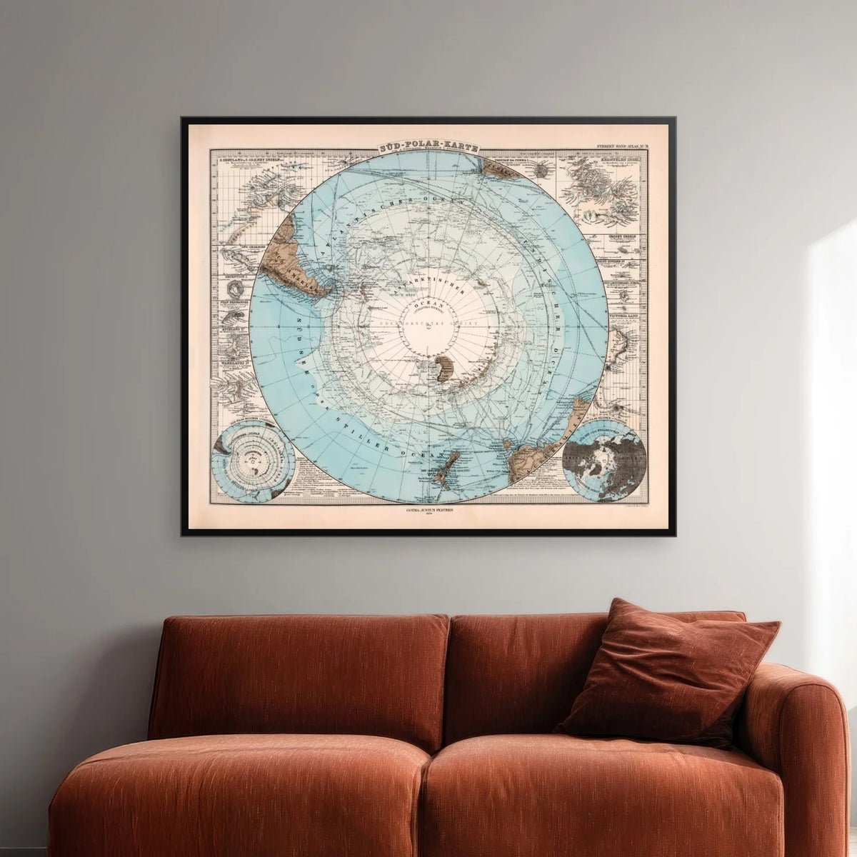 Sydpolar Kort 1881 - Atlasblad - 75×64 cm – billede 2
