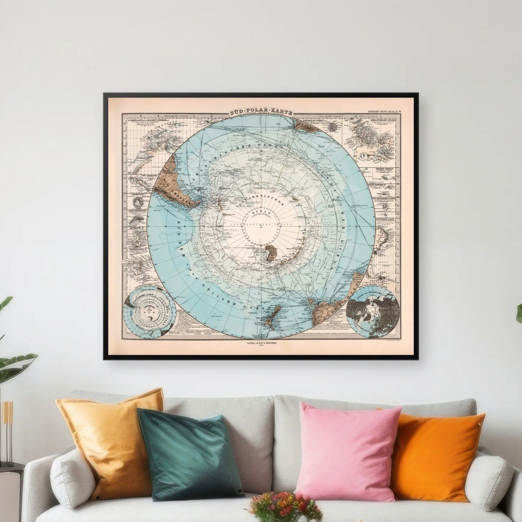 Sydpolar Kort 1881 - Atlasblad - 75×64 cm – billede 3
