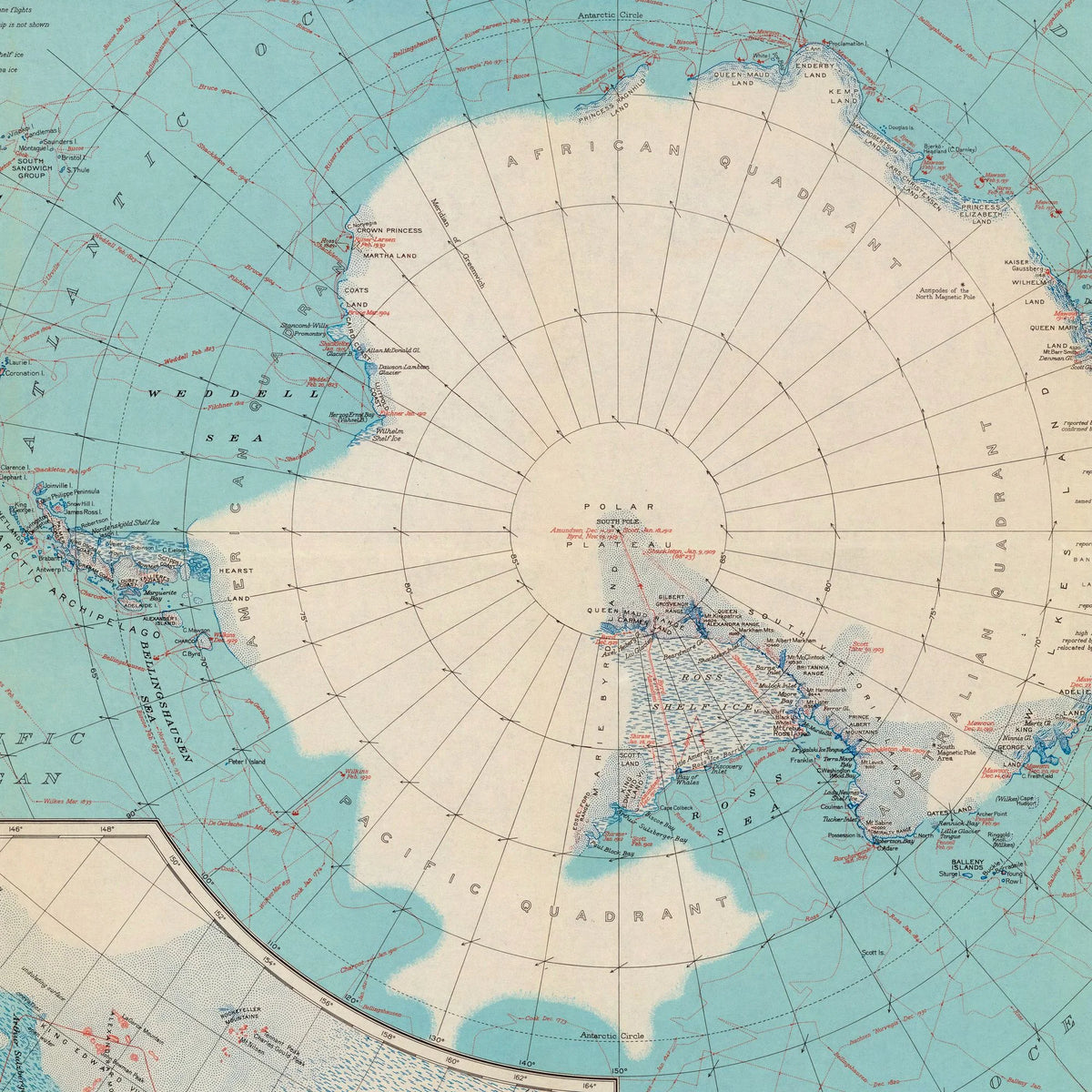 Antarctic Regions 1932 - Polarkort – billede 4