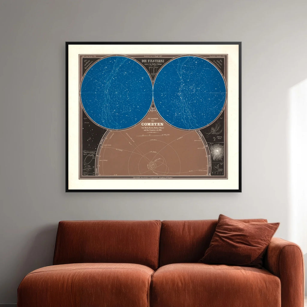 Fixstjerner & Kometbaner 1860 - Celestisk kort - 90×77 cm – billede 2