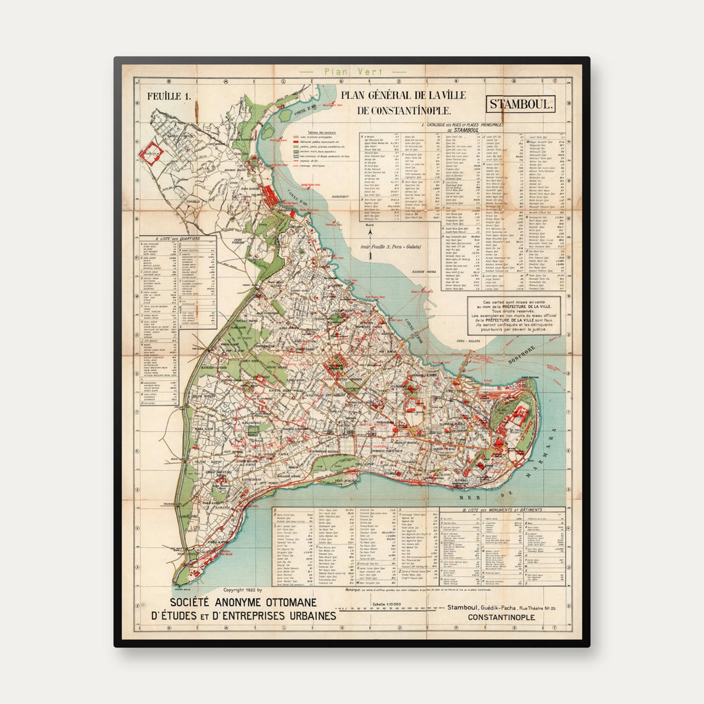 Konstantinopel Stamboul 1922 - Bykort - 70×62 cm – billede 1