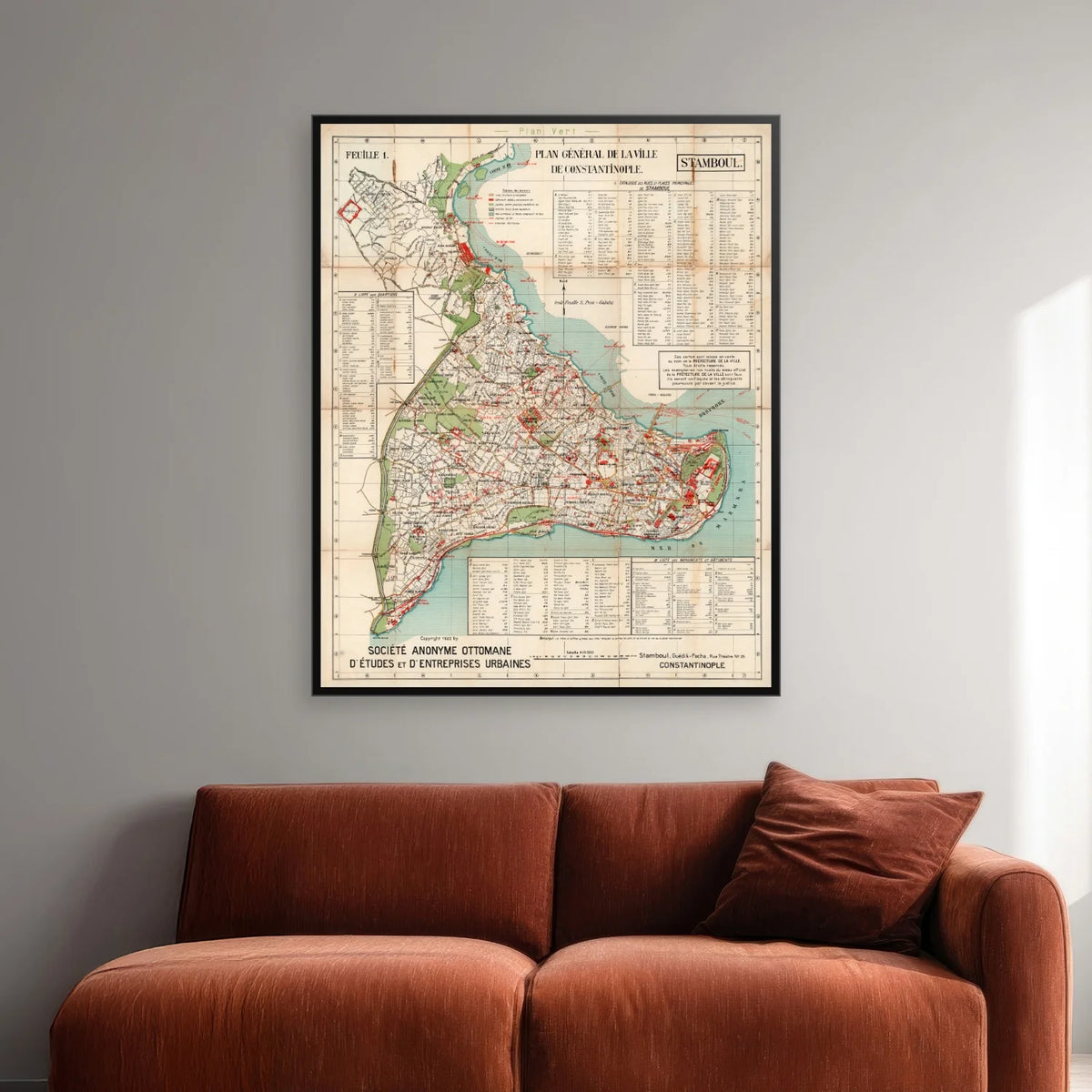 Konstantinopel Stamboul 1922 - Bykort - 70×62 cm – billede 2
