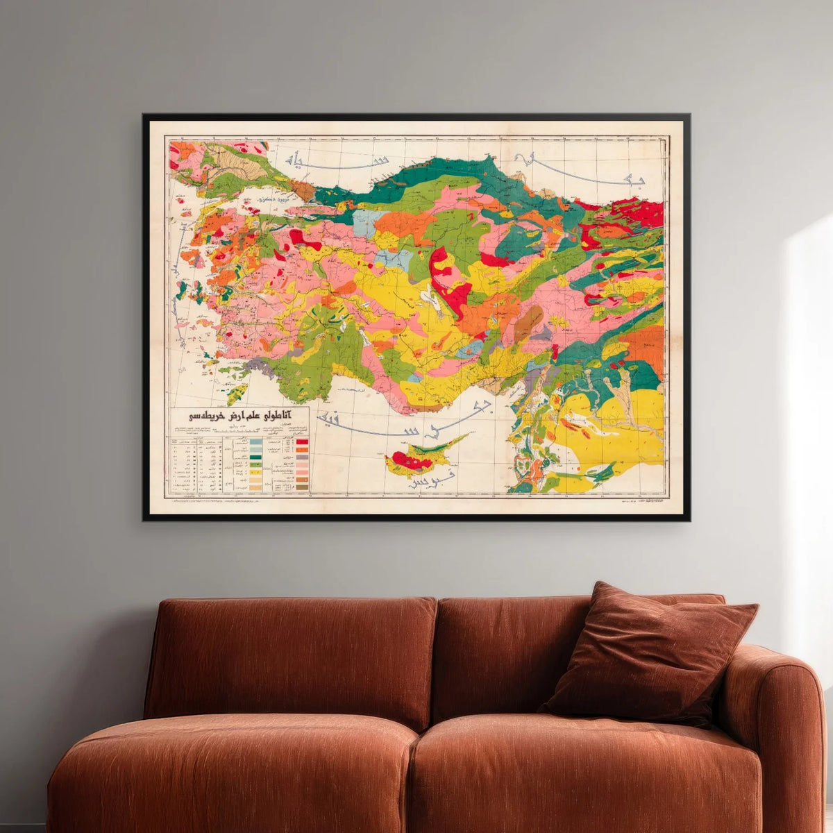 Geologisk Kort over Anatolien 1920 - Osmanisk geologi - 90×67 cm – billede 2