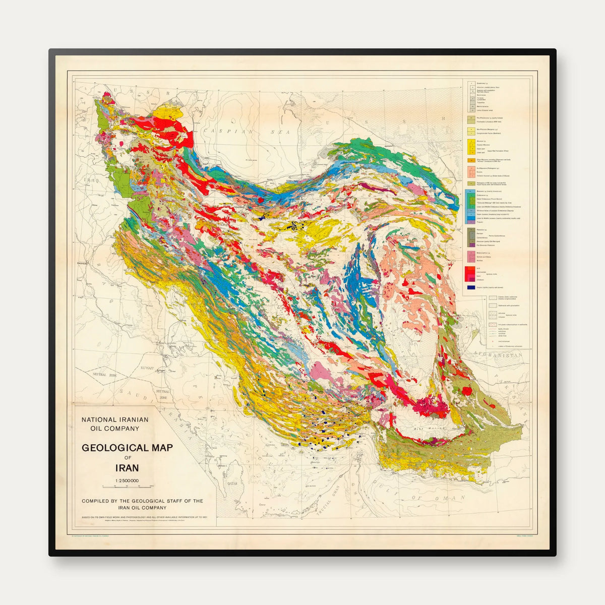 Geologisk Kort over Iran 1957 - National Iranian Oil Company – billede 1