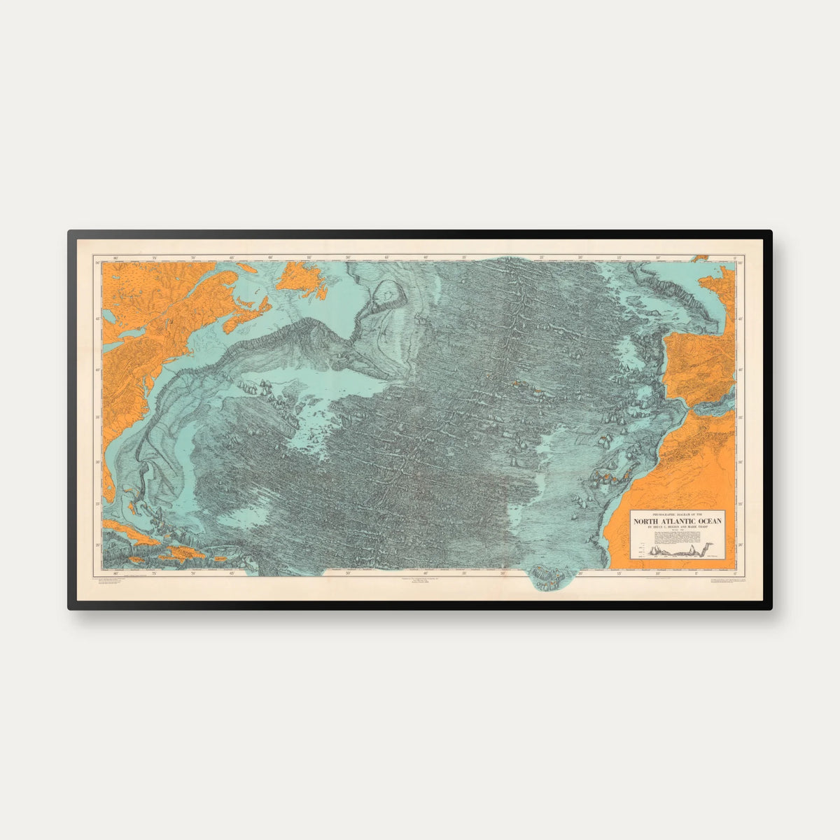 Nordatlanten 1968 - Fysiografisk diagram - 100×54 cm – billede 1