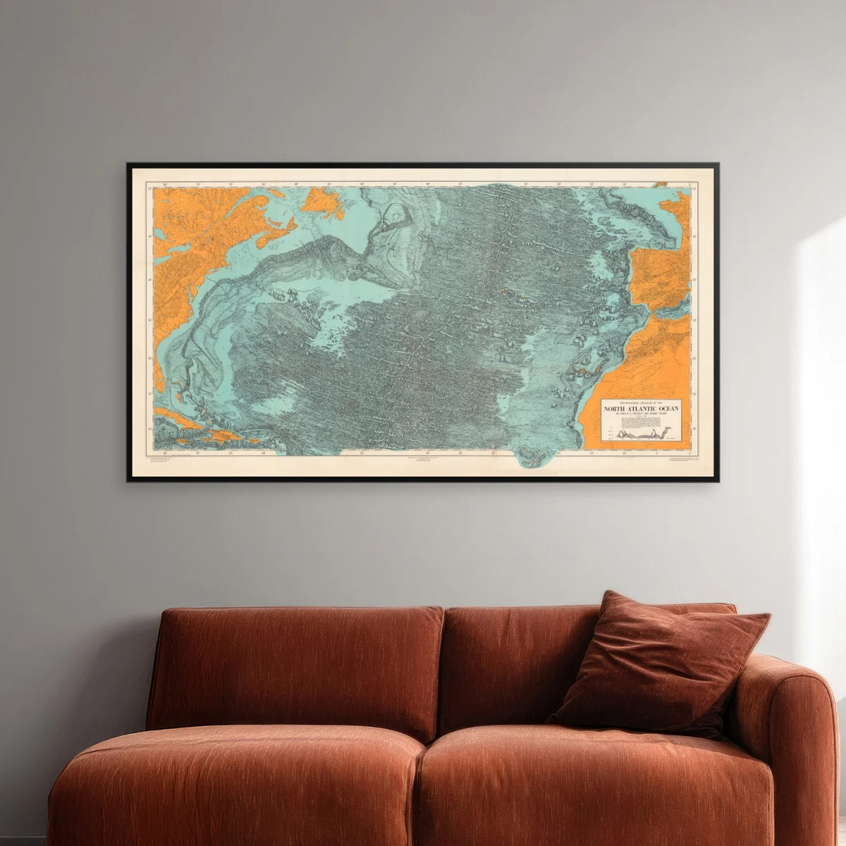 Nordatlanten 1968 - Fysiografisk diagram - 100×54 cm – billede 2