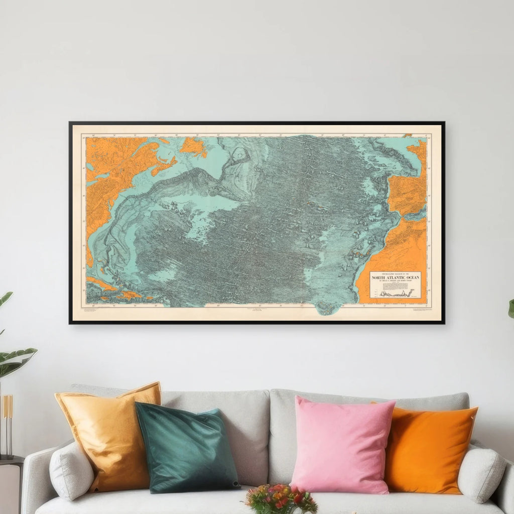 Nordatlanten 1968 - Fysiografisk diagram - 100×54 cm – billede 3