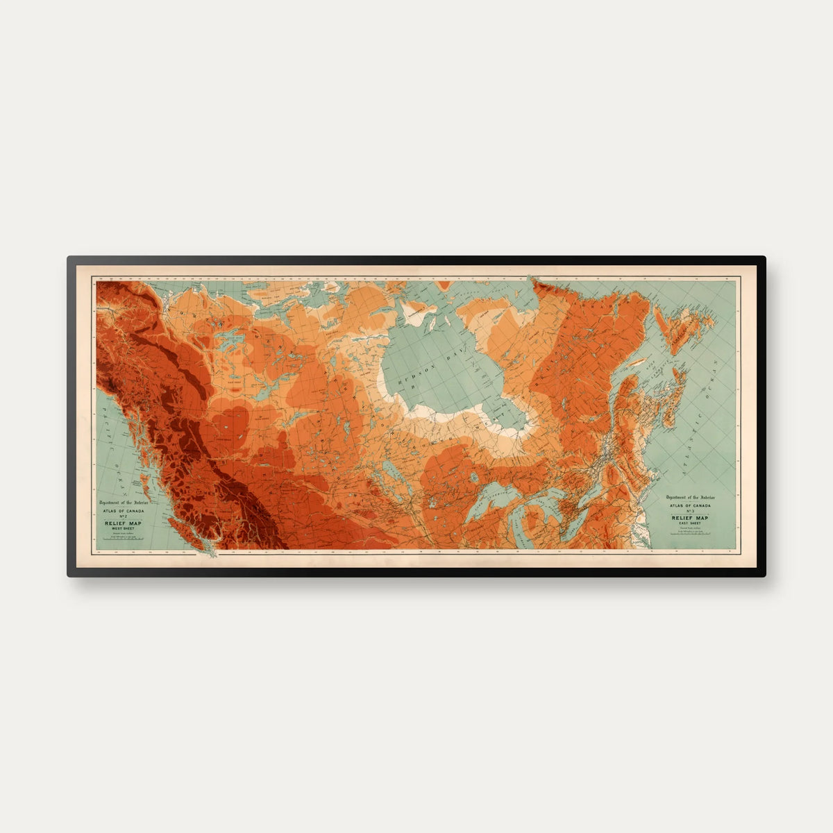 Canada Relief Map 1906 - Vestlige regioner - 100×46 cm – billede 1