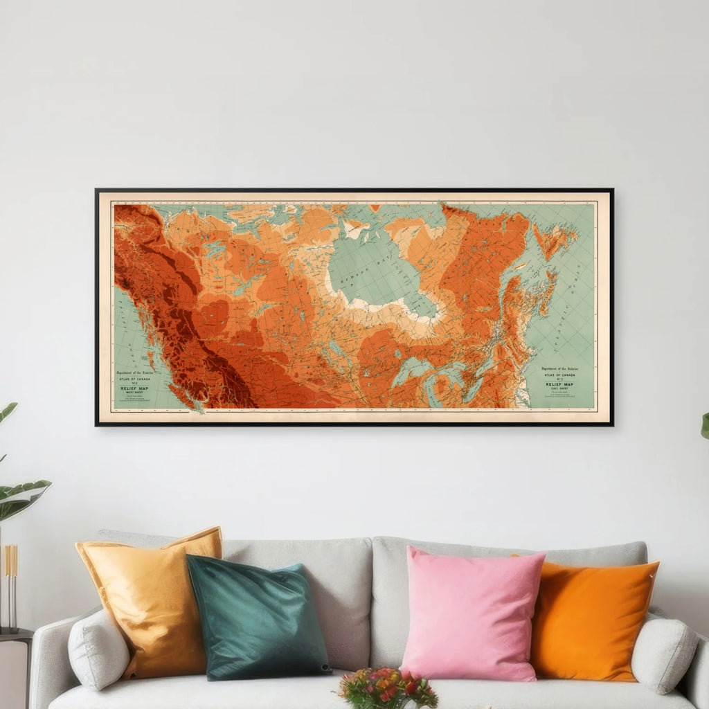 Canada Relief Map 1906 - Vestlige regioner - 100×46 cm – billede 3