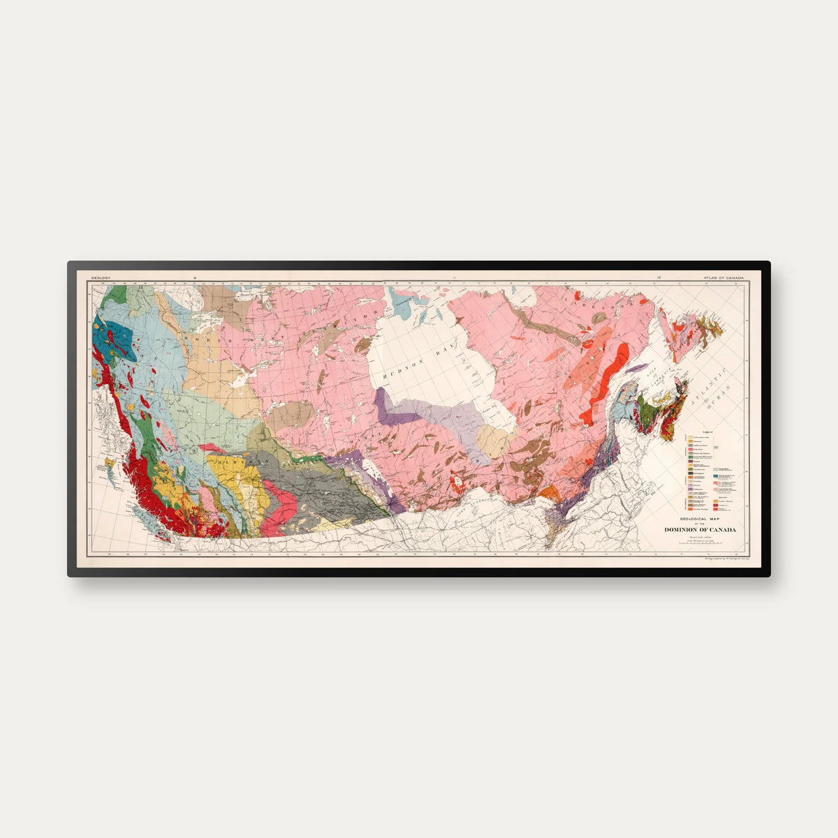 Geologisk Kort over Canada 1915 - Kompositkort - 100×45 cm – billede 1