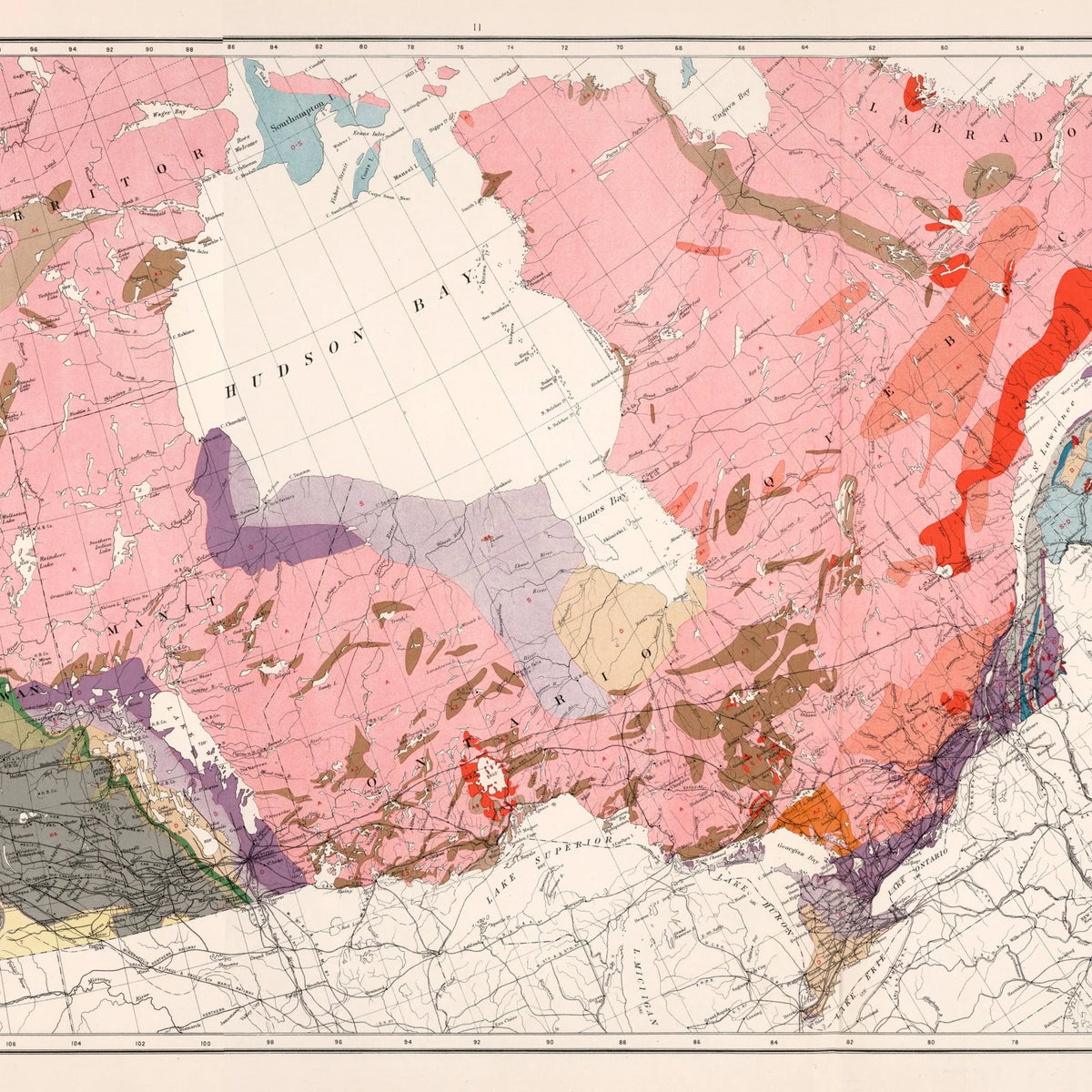 Geologisk Kort over Canada 1915 - Kompositkort - 100×45 cm – billede 4