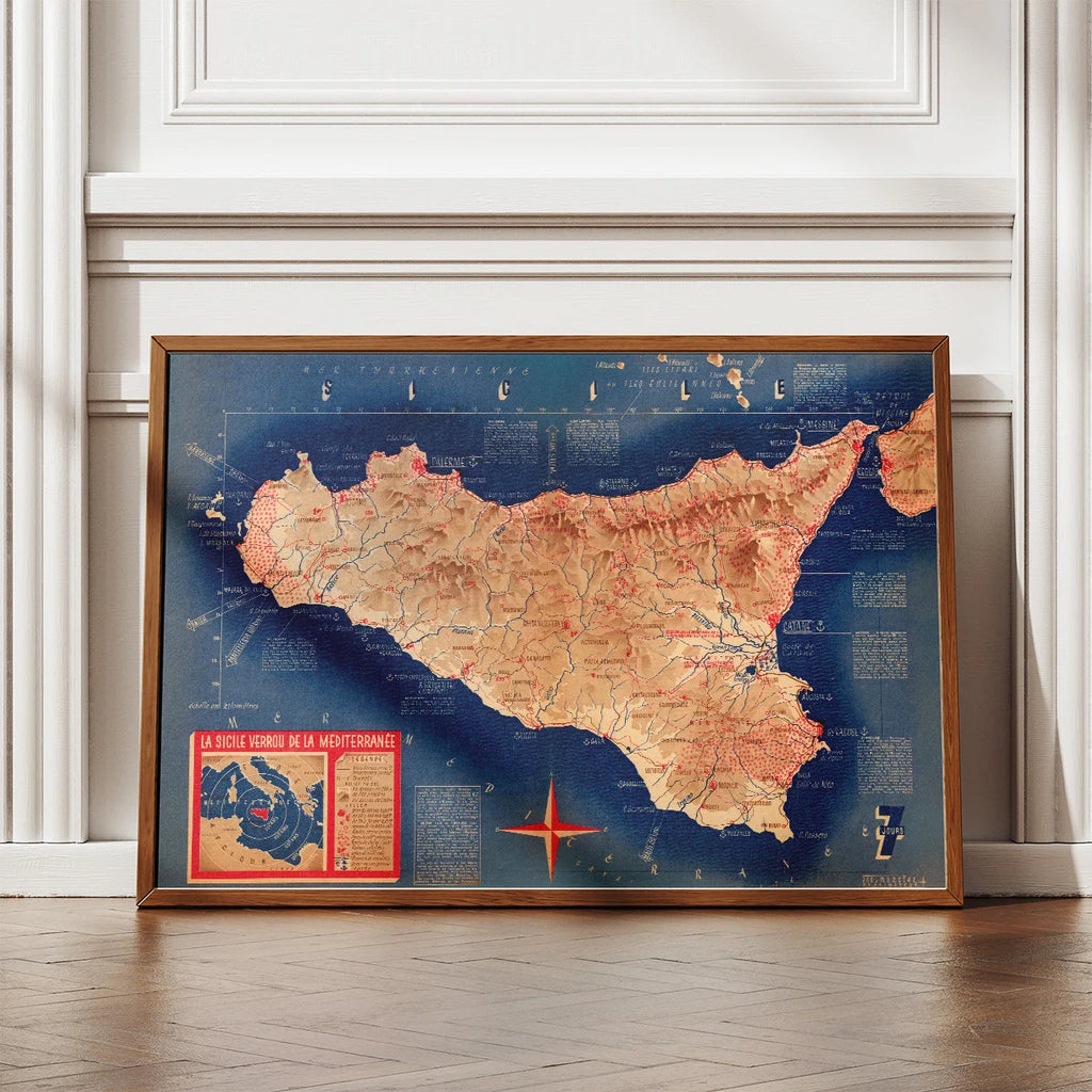 Sicilien 1939 - Fysisk kort – billede 2