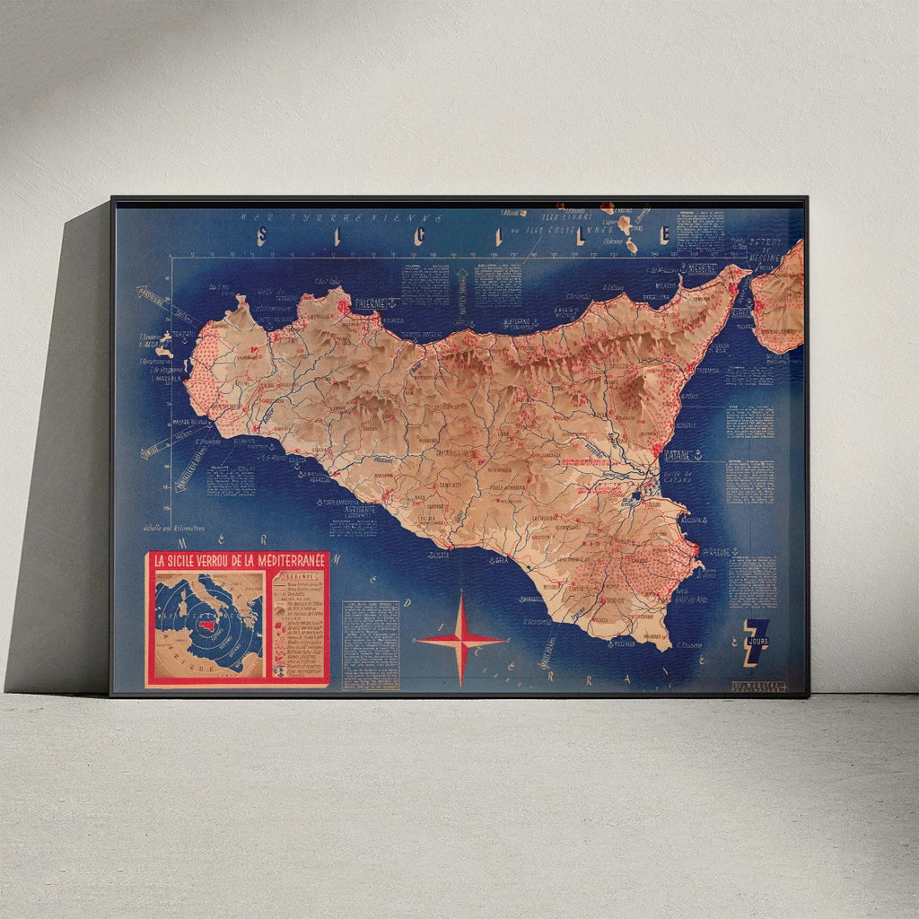 Sicilien 1939 - Fysisk kort – billede 3