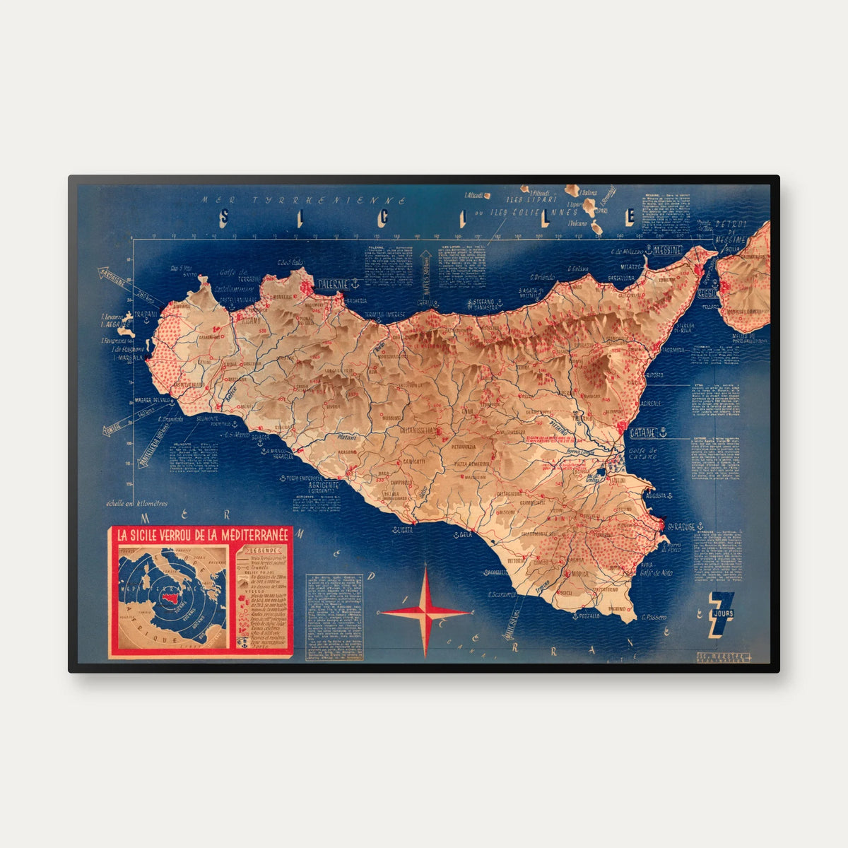 Sicilien 1939 - Fysisk kort – billede 1