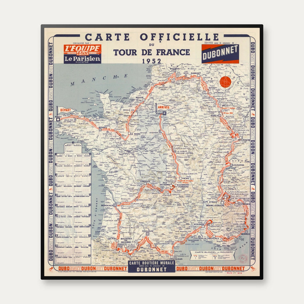 Tour de France 1952 - Officielt kort - 61×70 cm – billede 1