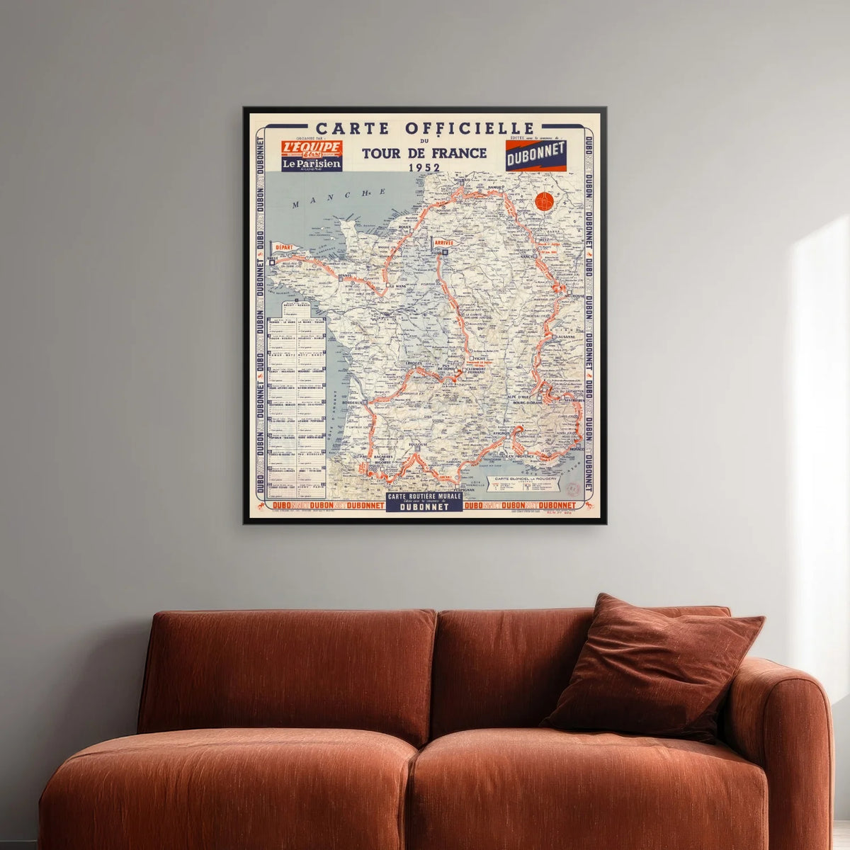 Tour de France 1952 - Officielt kort - 61×70 cm – billede 2