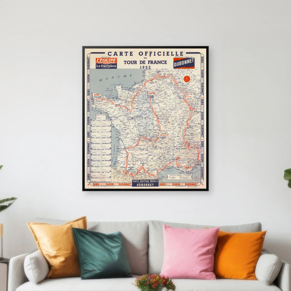 Tour de France 1952 - Officielt kort - 61×70 cm – billede 3