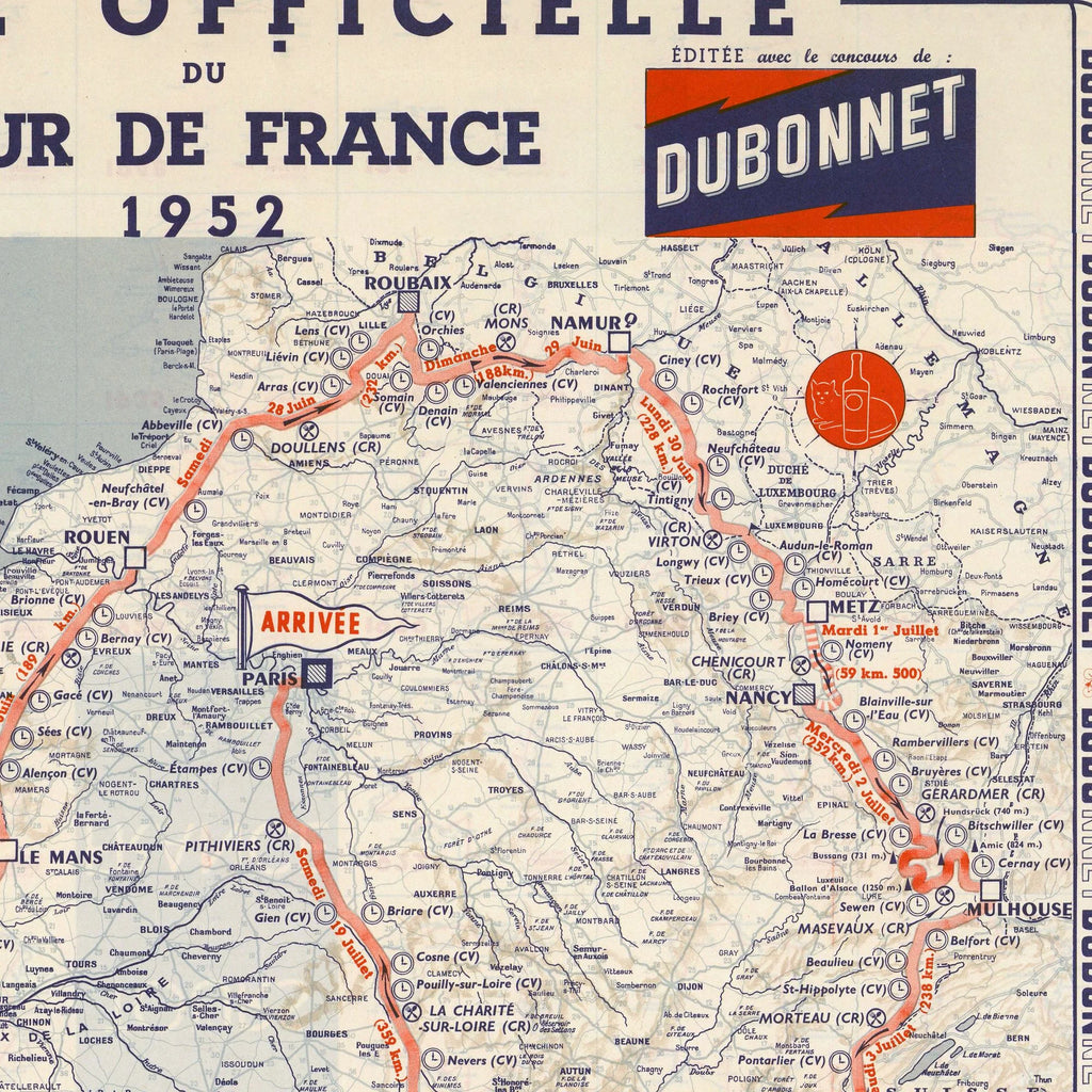 Tour de France 1952 - Officielt kort - 61×70 cm – billede 4