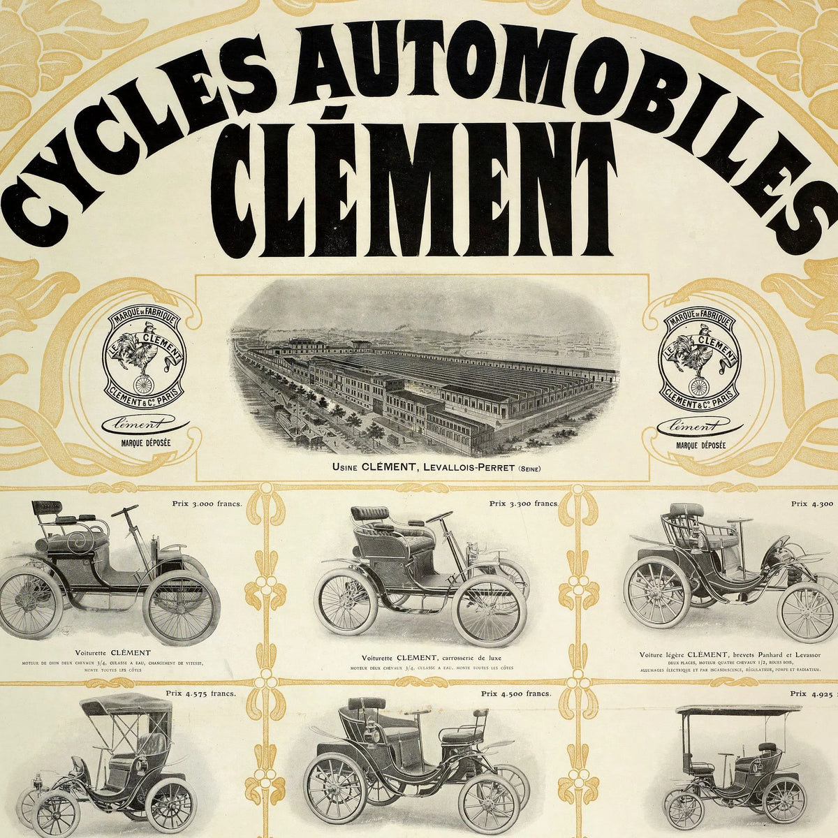 Cycles & Automobiles Clement 1901 - Reklameplakat – billede 4