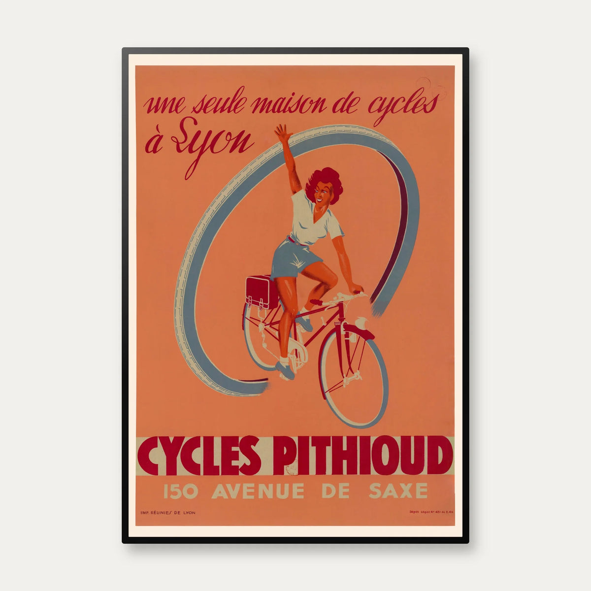 Cycles Pithioud Lyon 1946 - Reklameplakat – billede 1
