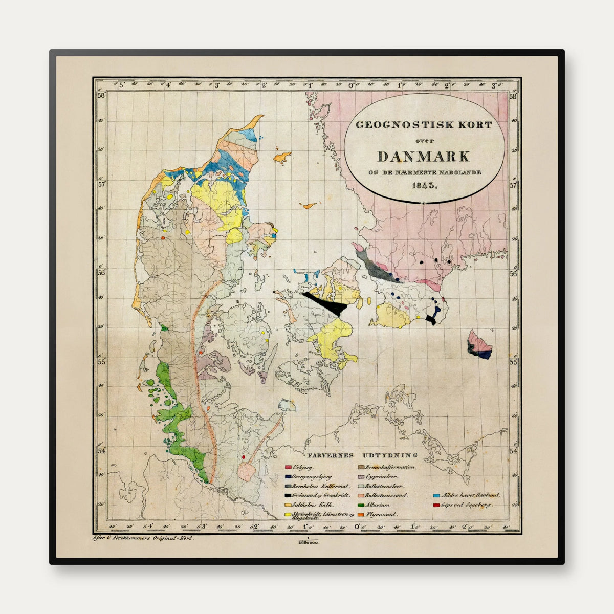 Danmark og nabolandene 1843 - Plakat – billede 1