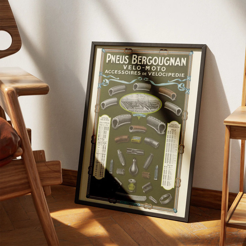 Pneus Bergougnan 1926 - Cykel- og motorplakat – billede 3