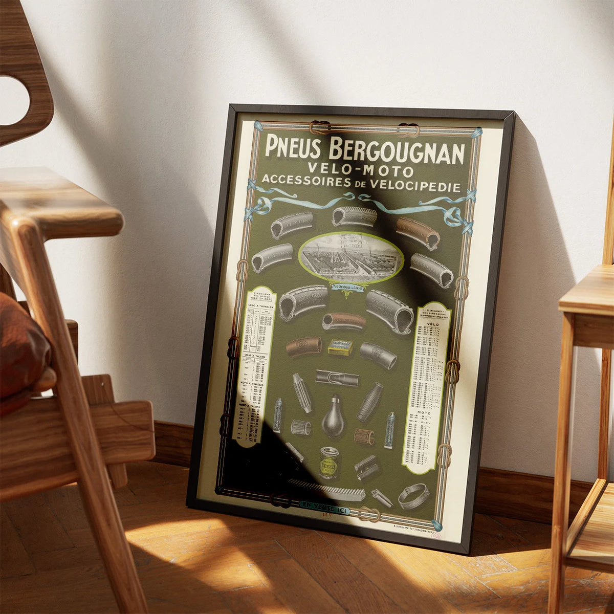 Pneus Bergougnan 1926 - Cykel- og motorplakat – billede 3