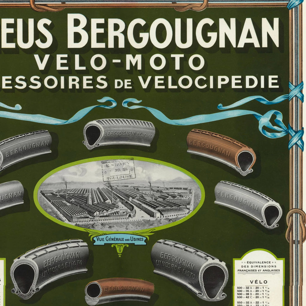 Pneus Bergougnan 1926 - Cykel- og motorplakat – billede 4