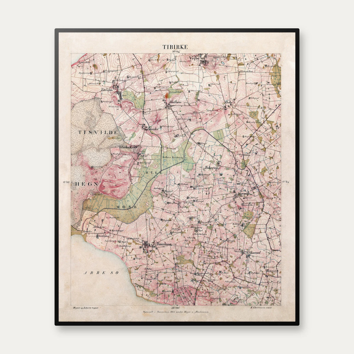Tibirke 1855-1880 - Historisk kort - 56×68 cm – billede 1