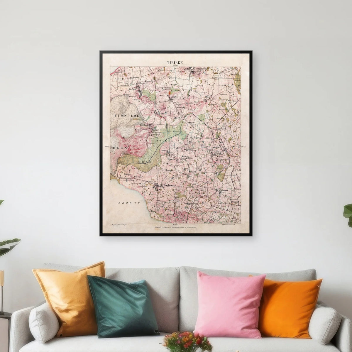 Tibirke 1855-1880 - Historisk kort - 56×68 cm – billede 3