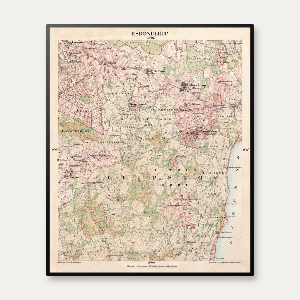 Esbænderup 1857-1882 - Historisk kort - 56×68 cm – billede 1