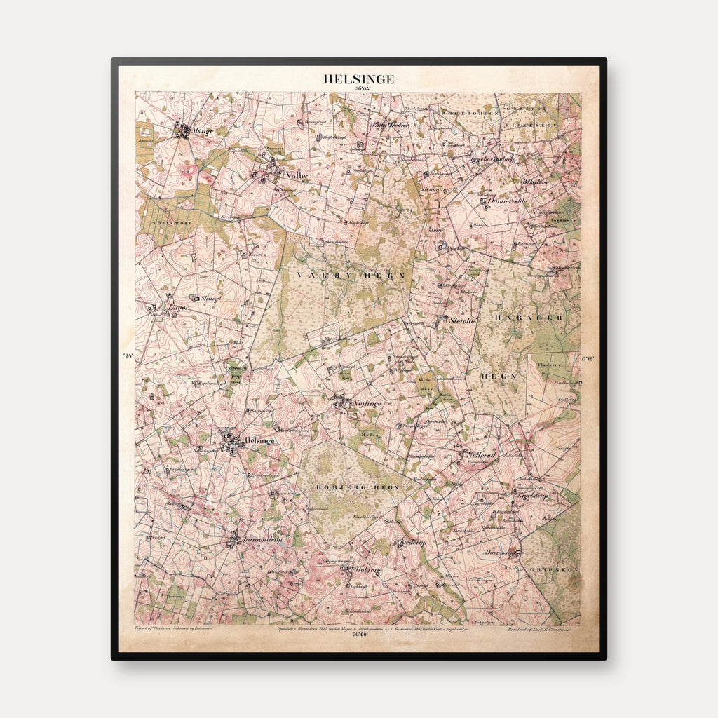 Helsinge 1857-1882 - Historisk kort - 56×68 cm – billede 1