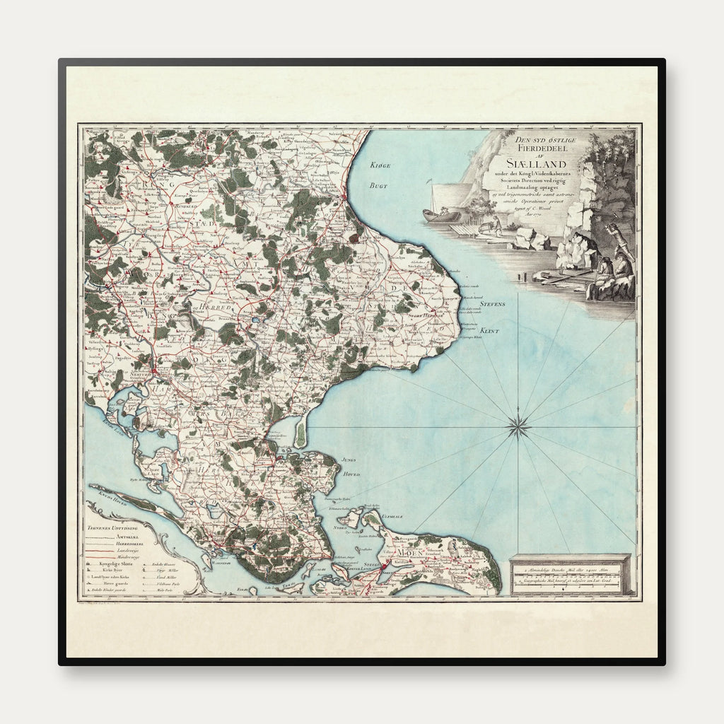 Sjælland Sydøst 1772-1822 - Historisk kobberstik – billede 1